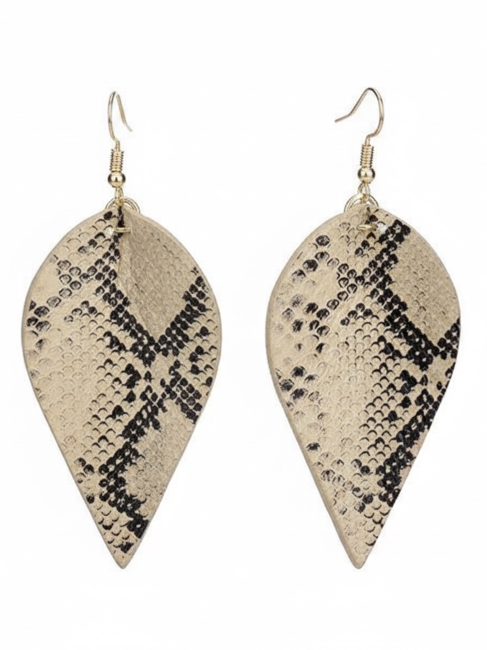 Womens Tan Black Leather Earrings